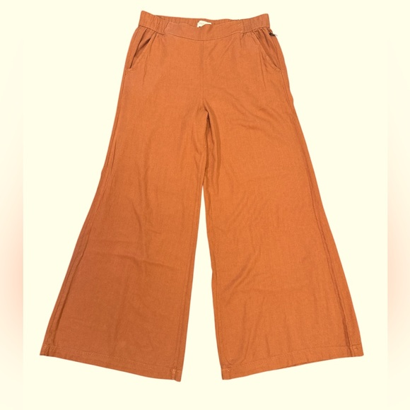 Happily Grey Pants - Happily Grey Wide Leg Pull On Pants Rust Side Pockets High Rise Womens Size L
